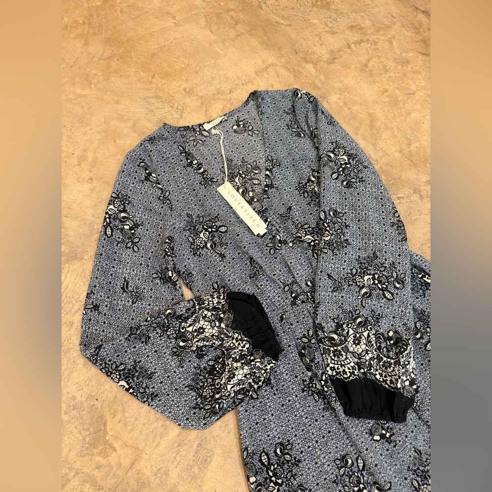 Lovestich Border Print Long Sleeve Maxi Dress - Picture 2 of 7
